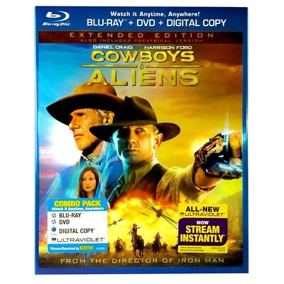 Cowboys & Aliens (Blu-ray/DVD, 2011, Widescreen) Like New w/ Slip ! Daniel Craig - Image 1 of 4