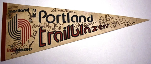 NBA Portland Trailblazers Vintage Circa 1970s Team Signed Autographed Pennant Cover