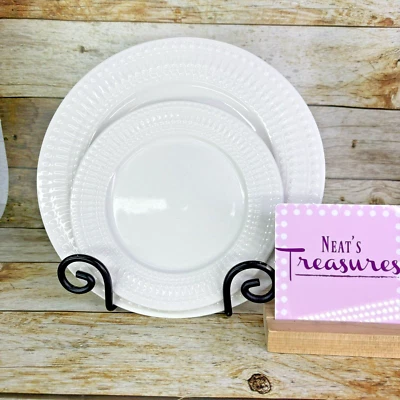Pfaltzgraff CASSANDRA Traditions White Rib Porcelain Dinner & Salad Plate Set 2 - Image 1 of 4