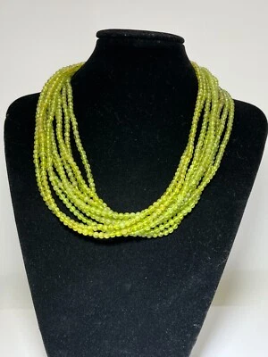 Peridot Halskette oder 3-fach Armband 5mm Grün  Edelstein Naturstein Heilstein - Bild 1 von 4