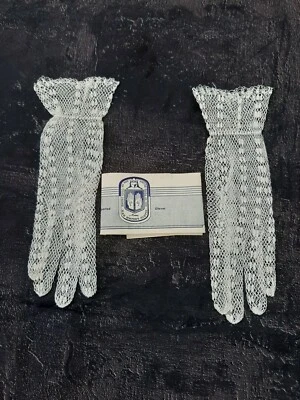 Guanti Gloves pizzo uncinetto sposa ricamo centrini vintage antichi new bianco 3 - Immagine 1 di 4