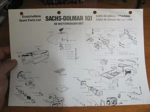 Sachs Dolmar 101 Spare Parts List Printed in West Germany - Picture 1 of 2