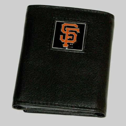 SAN FRANCISCO GIANTS BLACK TRI-FOLD FINE GRAIN LEATHER WALLET MLB LICENSED NEW!! Cover