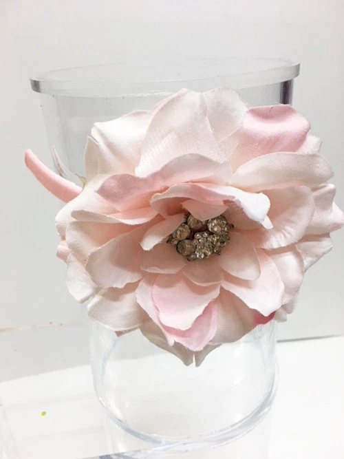 NEW Bella Reese Boutique Infant Toddler GIRL'S Large Pink Ivory FLOWER HEADBAND - Image 1 of 1