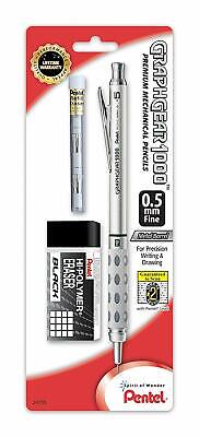 Pentel GraphGear 1000 Mechanical Pencil 0.5mm Chrome & Grey NEW • 13.50$