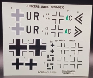 AMT/ERTL | No. 8897 | 1:72 Junkers Ju 88 G-1/G-6 Decals - Picture 1 of 1
