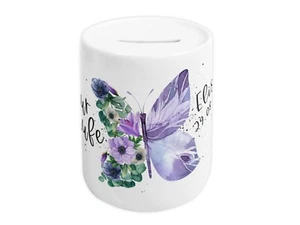 Spardose zur Taufe personalisiert, Schmetterling ♥ Taufgeschenk ♥ Geldgeschenk - Bild 1 von 5