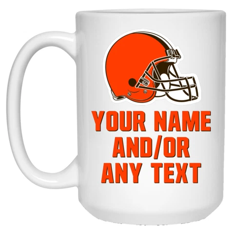 Custom Personalized Cleveland Browns White 15 oz Ceramic Coffee Mug Cup Cover