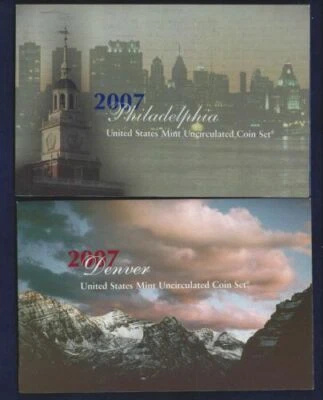 E1  2007 P D US Mint Set 28 coins PHILADELPHIA DENVER Uncirculated - Image 1 of 3