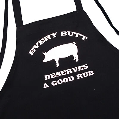COOLAPRONS Funny BBQ Apron Every Butt Deserves A Good Rub, Black, Cooking Aprons For Men