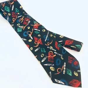 #1646 Vintage Jordache pencil print men's necktie 58X3.5 - Picture 1 of 3