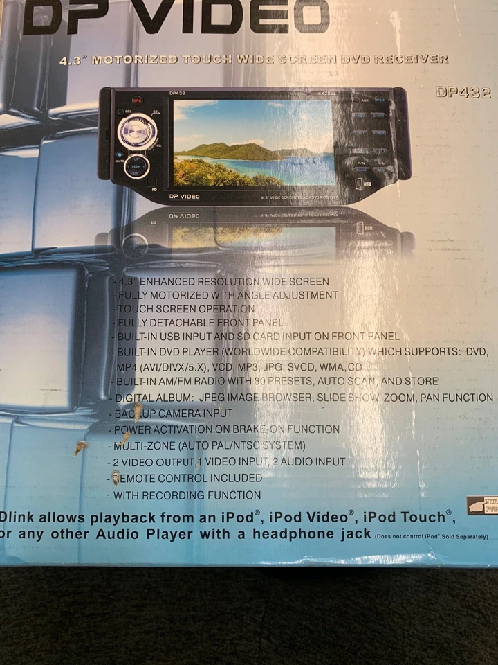 DP Video DP432: 4.3" Motorized Touch Wide Screen DVD Receiver w/ Remote Control - Image 1 of 1