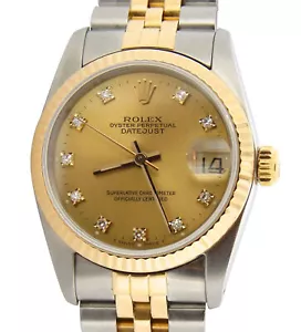 Rolex Datejust 68273 Damen mittelgroße 18K Gold Stahl Uhr Fabrik Diamant Zifferblatt - Bild 1 von 8