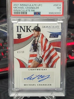 2021 Immaculate UFC MICHAEL CHANDLER RC INK Autograph PSA 7  Rookie #'d 63/99 - Image 1 of 4