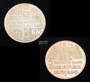 *GUTSE* ALEMANIA, 5 MARK 1975 F, PLATA, PROOF - Imagen 1 de 1