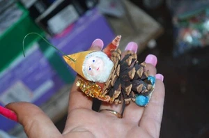 Vintage Elf Chenille Pinecone Christmas Ornament - Picture 1 of 6