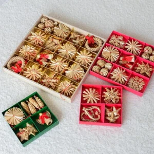 Christmas Hanging Decorations Straw Craft Sets Small Large Tree Ornaments - Picture 1 of 11