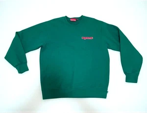 Supreme Green Crewneck Sweatshirt Pink Embroidered Script Chest Logo Size M/L - Bild 1 von 13