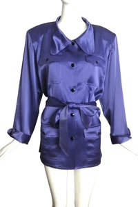 PIERRE CARDIN (HAUTE COUTURE)-2004 Purple Crepe Back Satin Jacket, Size-10 - Picture 1 of 5
