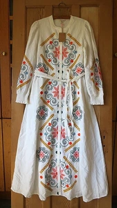 BNWT Boden Ruby Linen Blend Shirt Dress Size 14 R, White Embroidery - Picture 1 of 10