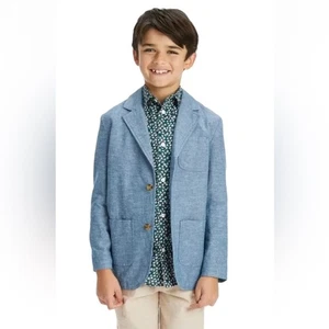 NWT CAT & JACK Boys Linen Blend Chambray Blazer S 7/8 New Formal Wedding Event - Picture 1 of 10