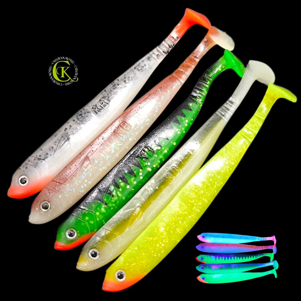 RUTENBAUSHOP24 / HAUSMARKE 5x Gummifisch 13cm Shad UV Aktiv Stint Kauli Uklei Ukel Kunstköder Zander Hecht