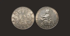 Austria - 25 scellini, 300° anniversario - Nascita del principe Eugenio 1963 - Foto 1 di 3