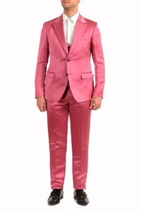 Dolce & Gabbana Herren 100% Seide Lila Zwei Knopf Dreiteiler Anzug - Bild 1 von 16