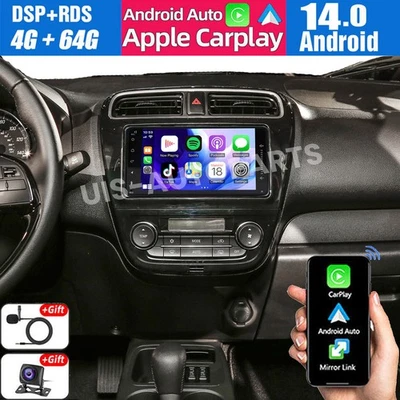 Radio estéreo GPS para coche 4+64 GB Android14 CarPlay para Mitsubishi Mirage G4 2017-2024 Foto 1 de 4