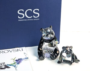 Swarovski Panda Mother & Baby Cub Crystal Figurines 900918 SCS 2008 Box & COA - Picture 1 of 21