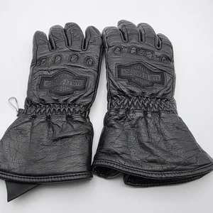 Guantes de montar acolchados térmicos de cuero negros pequeños Harley Davidson para mujer - Imagen 1 de 9