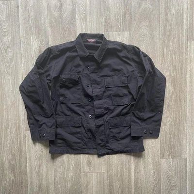 Military Cargo Jacket Size Medium Black Canvas Button Up - Image 1 of 3