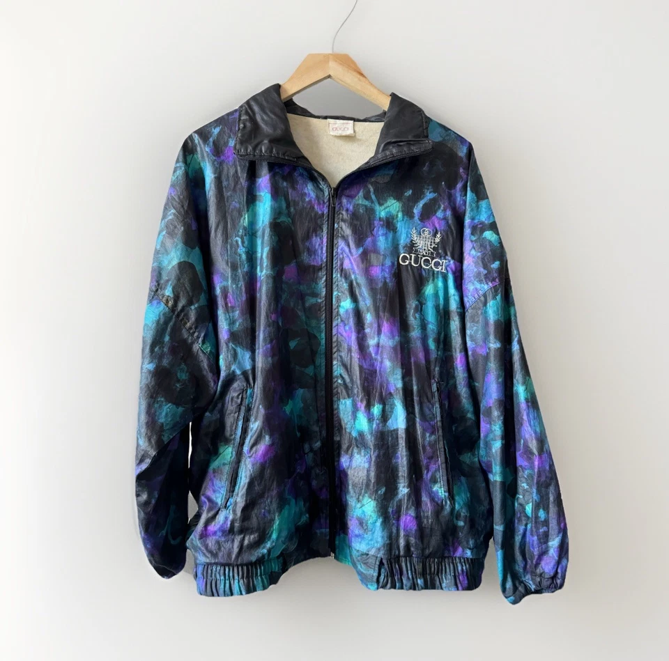 Chaqueta cortavientos deportiva vintage Gucci azul púrpura 90 talla M Foto 1 de 4