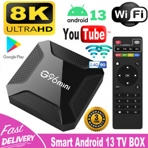 Lecteur multimédia Android 13.0 Smart TV Box 8K HDMI Quad Core HD 2.4G WIFI