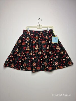 Falda de encaje Cece Fit & Flare para mujer 8 negra rica 100 % nailon bordada floral Foto 1 de 4