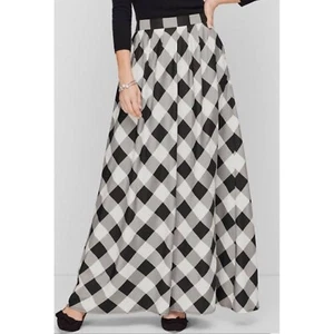 Talbots Maxi Skirt Black & White Gingham Full Length Women's Size 16 NWT $130 - Picture 1 of 6