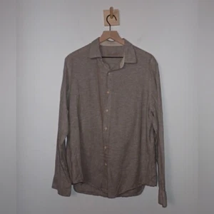 Tasso Elba Mens Linen Blend Long Sleeve Shirt in Brownish Gray - Picture 1 of 6