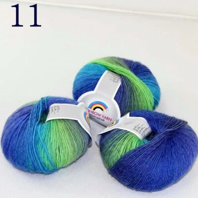 Hot 3Balls*50g Soft Cashmere Wool Rainbow Wrap Shawl DIY Hand Knitwear Yarn 11 - Image 1 of 4