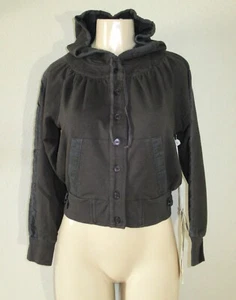 giacca corta Da-Nang vintage ricamata marrone java nuova con etichetta taglia XS con cappuccio - Foto 1 di 9