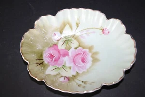 LEFTON CHINA GREEN "HERITAGE" CABBAGE ROSE CANDY/NUT DISH #1860 - Picture 1 of 4