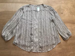 Collective Concepts Women's Long Sleeve Shirt Top Black /White Sheer SZ LP - Picture 1 of 8
