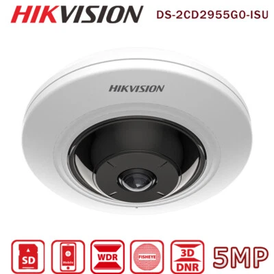 Hikvision 5MP 180° Fisheye view ip Camera DS-2CD2955G0-ISU Audio and Alarm POE - Image 1 of 4