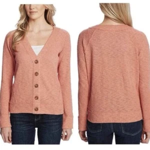 Two by Vince Camuto Cardigan XXL Salmon Peach V Neck Button Sweater NWT NEW - Picture 1 of 8