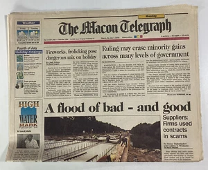 Periódico Macon Georgia Telegraph 3 de julio de 1995 aniversario de inundación Turner Scott - Imagen 1 de 18