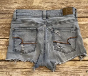 American Eagle Pride Hi Rise Shortie Size 0 Rainbow Stitched Pockets Distressed - Picture 1 of 8