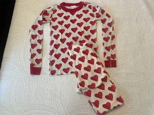 Hanna Andersson Organic Cotton Red Heart Pajamas Size 140 (US 10) - Picture 1 of 6