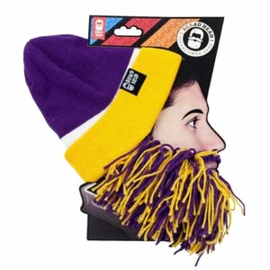 Beard Head Tailgate Purple Yellow Minnesota Vikings Knit Bearded Face Mask & Hat - Picture 1 of 5