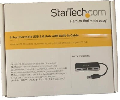 StarTech 4 Port USB 2.0 Hub with Built-in Cable ST4200MINI2 - Image 1 of 3