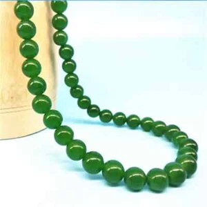 20" Classic Gorgeous 10mm Jade Green Traditional Bead Necklace 14k Gold Clasp - Picture 1 of 6