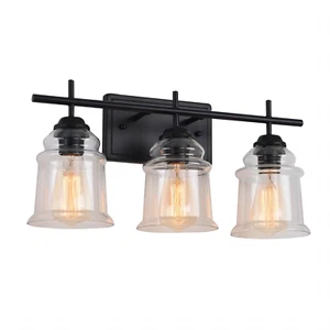 3-Light with Clear Glass Satin Shade, Unique Hand-make Lampshade, Industrial Ind - Picture 1 of 10